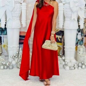 Elegant Red One-Shoulder Dress